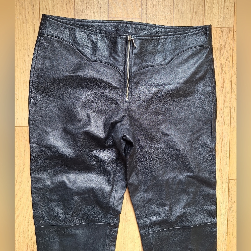 Womens Straight Trousers Sz 16 leather - Picture 3 of 7